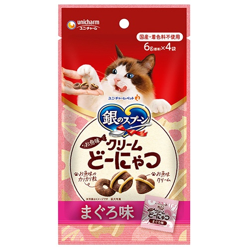 ユニ・チャーム　銀のスプーン　おやつ　お魚味クリーム　どーにゃつまぐろ味　２４ｇ（６ｇ×４袋）　１パック1
