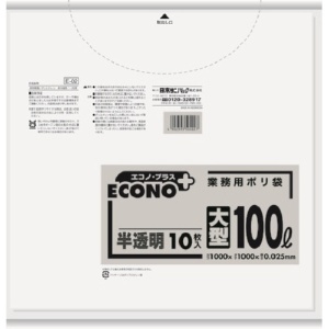日本サニパック　エコノプラス　半透明　大型１００Ｌ　０．０２５ｍｍ　Ｅ－０２　１パック（１０枚）1