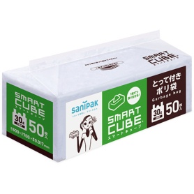 日本サニパック　スマートキューブポリ袋　とって付　半透明　３０Ｌ　０．０１７ｍｍ　ＳＣ３９　１パック（５０枚）