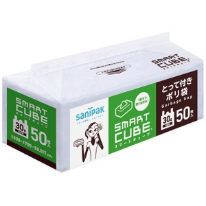 日本サニパック　スマートキューブポリ袋　とって付　半透明　３０Ｌ　０．０１７ｍｍ　ＳＣ３９　１パック（５０枚）1