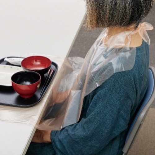 ハクゾウメディカル　ポケット付き食事用エプロン　オレンジ　１箱（１００枚）4