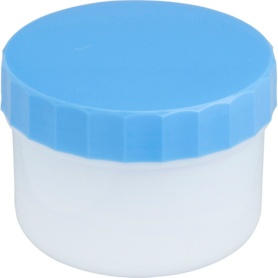 ケーエム化学　プラ軟こう壺（深型）　１１０ｍｌ　青　１００　１パック（５０個）
