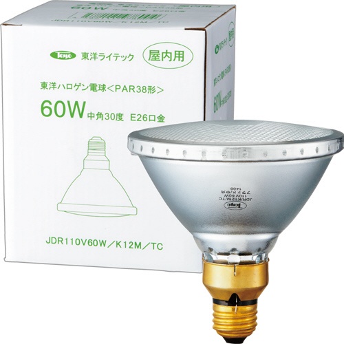東洋ライテック　ＰＡＲ形ハロゲンランプ　６０Ｗ形　Ｅ２６口金　中角　ＪＤＲ１１０Ｖ６０Ｗ／Ｋ１２Ｍ／ＴＣ　１個1