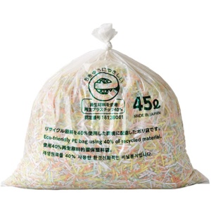 ＴＡＮＯＳＥＥ　リサイクルポリ袋（エコデザイン）　乳白半透明　４５Ｌ　１パック（３０枚）3