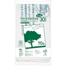 ＴＡＮＯＳＥＥ　リサイクルポリ袋（エコデザイン）　乳白半透明　７０Ｌ　１パック（３０枚）
