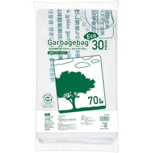 ＴＡＮＯＳＥＥ　リサイクルポリ袋（エコデザイン）　乳白半透明　７０Ｌ　１パック（３０枚）1