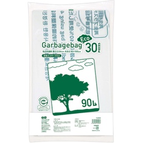 ＴＡＮＯＳＥＥ　リサイクルポリ袋（エコデザイン）　乳白半透明　９０Ｌ　１パック（３０枚）