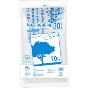 ＴＡＮＯＳＥＥ　リサイクルポリ袋（エコデザイン）　透明　７０Ｌ　１パック（３０枚）1
