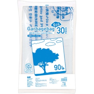 ＴＡＮＯＳＥＥ　リサイクルポリ袋（エコデザイン）　透明　９０Ｌ　１パック（３０枚）1