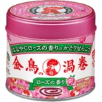 大日本除蟲菊　ＫＩＮＣＨＯ　金鳥の渦巻　蚊取り線香　ローズの香り　ミニサイズ　１缶（２０巻）