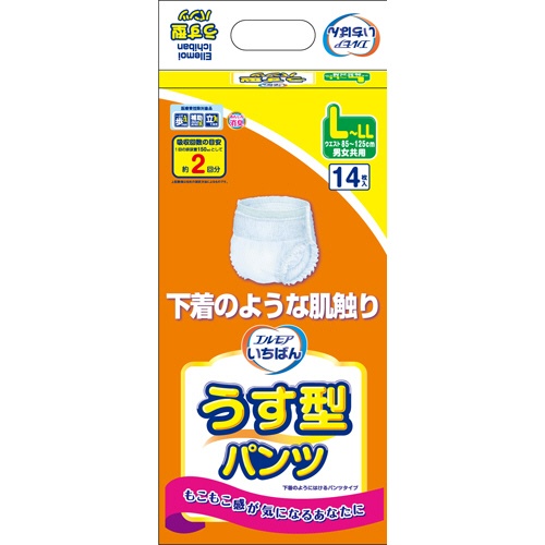 カミ商事　エルモア　いちばん　うす型パンツ　Ｌ－ＬＬ　１パック（１４枚）1