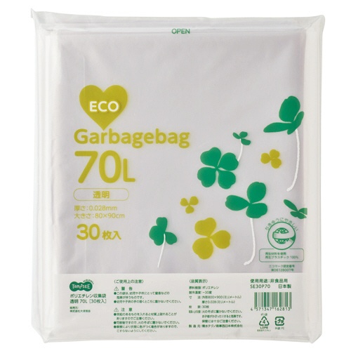 ＴＡＮＯＳＥＥ　ポリエチレン収集袋　透明　７０Ｌ　１パック（３０枚）1