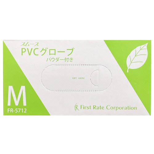 ファーストレイト　スムースＰＶＣグローブ　パウダーイン　Ｍ　ＦＲ－５７１２　１箱（１００枚）1