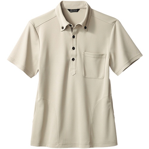 住商モンブラン　半袖ニットシャツ（男女兼用）　ベージュ／ブラウン　Ｌサイズ　３２－５０１７－Ｌ　１着1