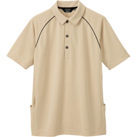 アイトス　バックサイドポケット付半袖ポロシャツ（男性用）　二重編みニット　ベージュ　３Ｌサイズ　ＡＺ－７６６３－００２－３Ｌ　１着
