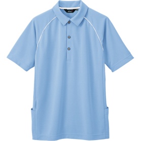 アイトス　バックサイドポケット付半袖ポロシャツ（男性用）　二重編みニット　サックス　３Ｌサイズ　ＡＺ－７６６３－００７－３Ｌ　１着