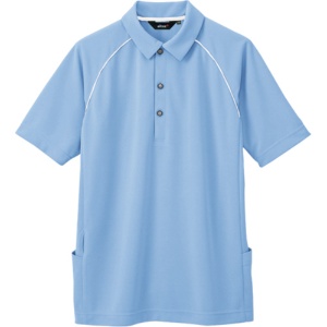 アイトス　バックサイドポケット付半袖ポロシャツ（男性用）　二重編みニット　サックス　３Ｌサイズ　ＡＺ－７６６３－００７－３Ｌ　１着1
