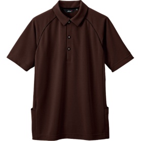 アイトス　バックサイドポケット付半袖ポロシャツ（男性用）　二重編みニット　ブラウン　３Ｌサイズ　ＡＺ－７６６３－０２２－３Ｌ　１着