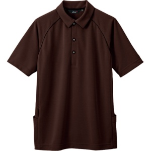 アイトス　バックサイドポケット付半袖ポロシャツ（男性用）　二重編みニット　ブラウン　３Ｌサイズ　ＡＺ－７６６３－０２２－３Ｌ　１着1