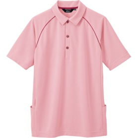 アイトス　バックサイドポケット付半袖ポロシャツ（男性用）　二重編みニット　ピンク　３Ｌサイズ　ＡＺ－７６６３－１６０－３Ｌ　１着