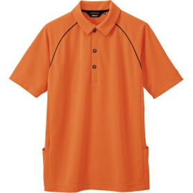 アイトス　バックサイドポケット付半袖ポロシャツ（男性用）　二重編みニット　オレンジ　３Ｌサイズ　ＡＺ－７６６３－１６３－３Ｌ　１着