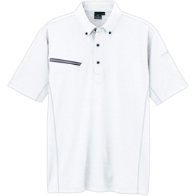 アイトス　ＴＵＬＴＥＸ（タルテックス）　半袖ボタンダウンポロシャツ（男女兼用）　冷感プリント　二重編み裏プリントニット　ホワイト　Ｓ　ＡＺ－５５１０４６－００１－Ｓ　１着