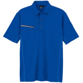 アイトス　ＴＵＬＴＥＸ（タルテックス）　半袖ボタンダウンポロシャツ（男女兼用）　冷感プリント　二重編み裏プリントニット　ブルー　Ｌ　ＡＺ－５５１０４６－００６－Ｌ　１着