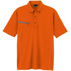 アイトス　ＴＵＬＴＥＸ（タルテックス）　半袖ボタンダウンポロシャツ（男女兼用）　冷感プリント　二重編み裏プリントニット　オレンジ　Ｌ　ＡＺ－５５１０４６－０６３－Ｌ　１着