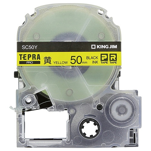 キングジム　テプラ　ＰＲＯ　テープカートリッジ　パステル　５０ｍｍ　黄／黒文字　ＳＣ５０Ｙ　１個1