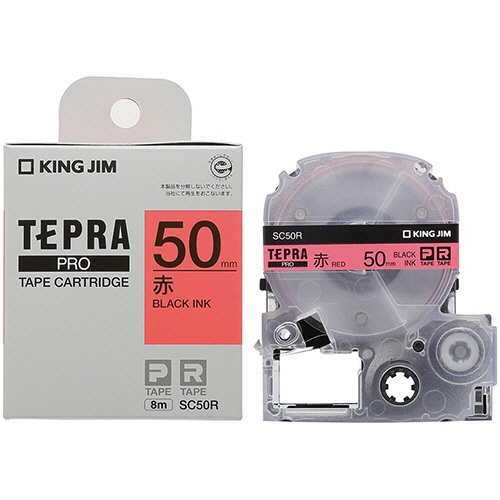 キングジム　テプラ　ＰＲＯ　テープカートリッジ　パステル　５０ｍｍ　赤／黒文字　ＳＣ５０Ｒ　１個3