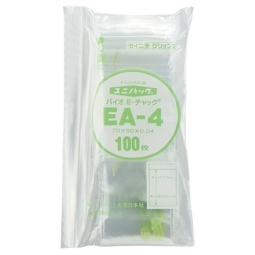 セイニチ　ユニパック　バイオ　チャック付　ヨコ５０×タテ７０×厚み０．０４ｍｍ　ＥＡ－４　１パック（１００枚）1