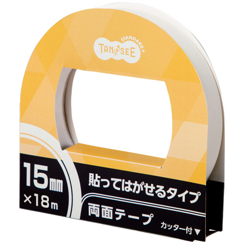 たのめーる】TANOSEE 再生紙両面テープ カッター付 15mm×20m 1巻の通販
