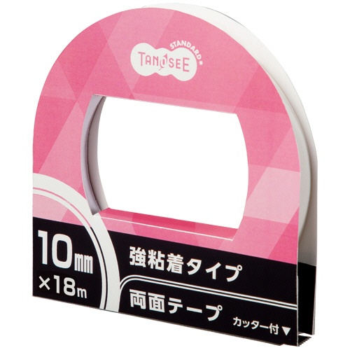ＴＡＮＯＳＥＥ　両面テープ　強粘着タイプ　カッター付　１０ｍｍ×１８ｍ　１巻1