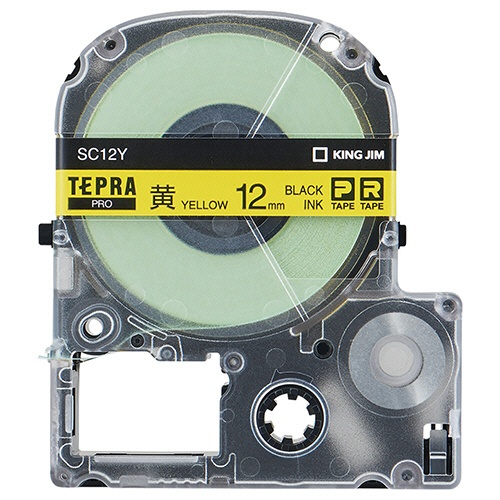 キングジム　テプラ　ＰＲＯ　テープカートリッジ　パステル　１２ｍｍ　黄／黒文字　ＳＣ１２Ｙ－５Ｐ　１パック（５個）1
