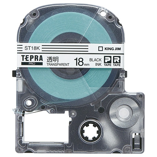 キングジム　テプラ　ＰＲＯ　テープカートリッジ　１８ｍｍ　透明／黒文字　ＳＴ１８Ｋ－５Ｐ　１パック（５個）1