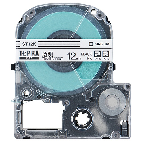 キングジム　テプラ　ＰＲＯ　テープカートリッジ　１２ｍｍ　透明／黒文字　ＳＴ１２Ｋ－５Ｐ　１パック（５個）1