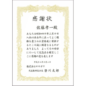 ササガワ　タカ印　ＯＡ賞状用紙　白　Ｂ５　ヨコ書用　１０－１１５１　１ケース（１００枚）2