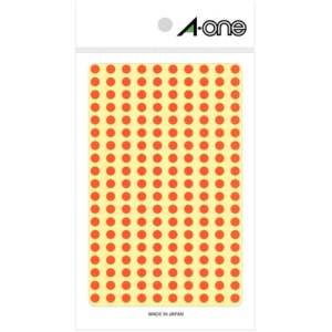 エーワン　カラーラベル　丸型　直径５ｍｍ　橙　０７０６５　１パック（１８００片：２００片×９シート）1