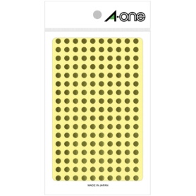 エーワン　カラーラベル　丸型　直径５ｍｍ　金　０７０７１　１パック（１０８０片：１８０片×６シート）