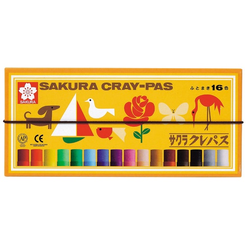 サクラクレパス　クレパス太巻　１６色（各色１本）　バンド付き　ＬＰ１６Ｒ　１箱1