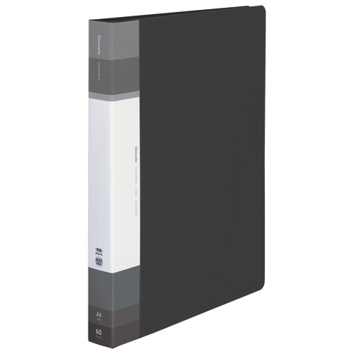コクヨ　クリヤーブック（Ｇｌａｓｓｅｌｅ）　固定式・背ポケット　Ａ４タテ　６０ポケット　背幅３２－４７ｍｍ　ブラック　ラ－ＧＬＢ６０Ｄ　１冊1