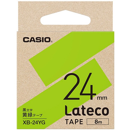カシオ　ラテコ　詰替用テープ　２４ｍｍ×８ｍ　黄緑／黒文字　ＸＢ－２４ＹＧ　１個1