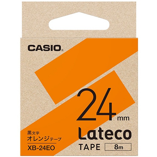 カシオ　ラテコ　詰替用テープ　２４ｍｍ×８ｍ　オレンジ／黒文字　ＸＢ－２４ＥＯ　１個1