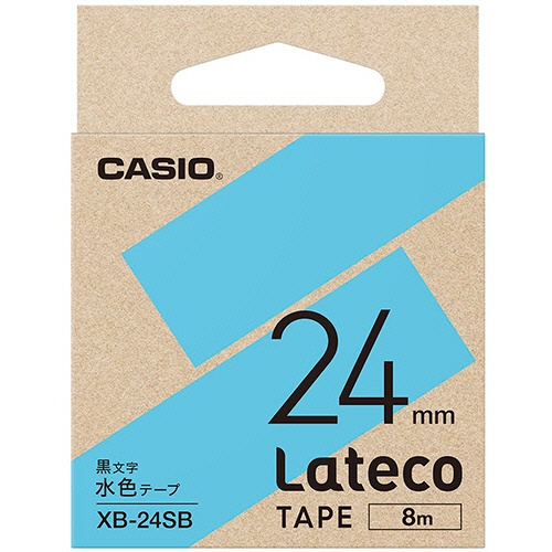 カシオ　ラテコ　詰替用テープ　２４ｍｍ×８ｍ　水色／黒文字　ＸＢ－２４ＳＢ　１個1