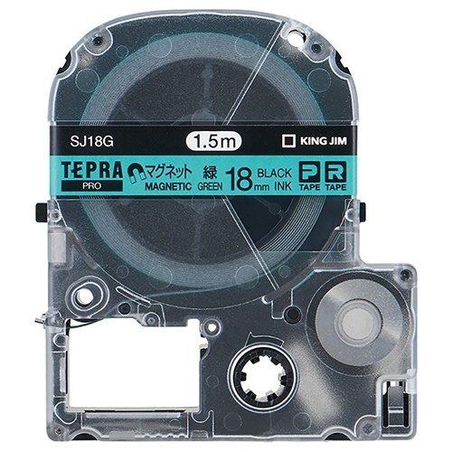キングジム　テプラ　ＰＲＯ　テープカートリッジ　マグネットテープ　１８ｍｍ　緑／黒文字　ＳＪ１８Ｇ　１個1