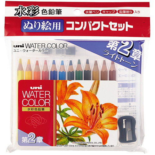 たのめーる 三菱鉛筆 ユニ ウォーターカラー ぬり絵用コンパクトセット 第2章ライトトーン12色 Uwcncs12c2 1パックの通販
