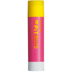 トンボ鉛筆　スティックのり　消えいろピット　Ｓ　ネオンイエロー　約１０ｇ　（本体色：ピンク）　ＰＴ－ＴＣＹ８１　１本