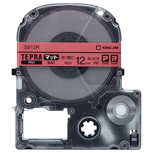 キングジム　テプラ　ＰＲＯ　テープカートリッジ　マットラベル　１２ｍｍ　赤（薄紅）／黒文字　ＳＢ１２Ｒ　１個1