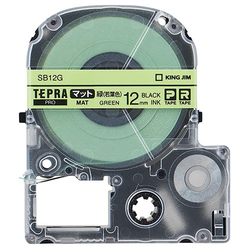 キングジム　テプラ　ＰＲＯ　テープカートリッジ　マットラベル　１２ｍｍ　緑（若葉色）／黒文字　ＳＢ１２Ｇ　１個1