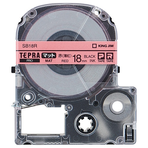 キングジム　テプラ　ＰＲＯ　テープカートリッジ　マットラベル　１８ｍｍ　赤（薄紅）／黒文字　ＳＢ１８Ｒ　１個1